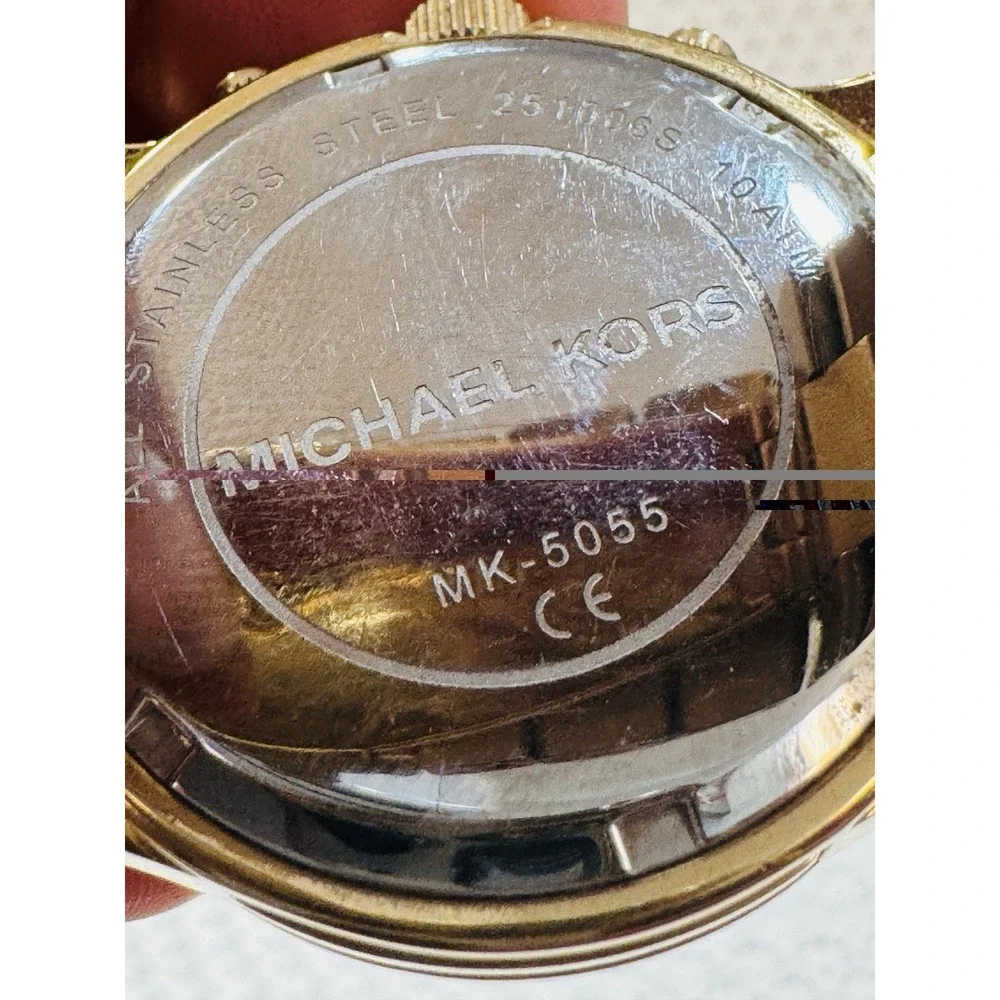 Michael Kors MK5055 Gold Tone Chronograph Date Women's Watch Needs Battery